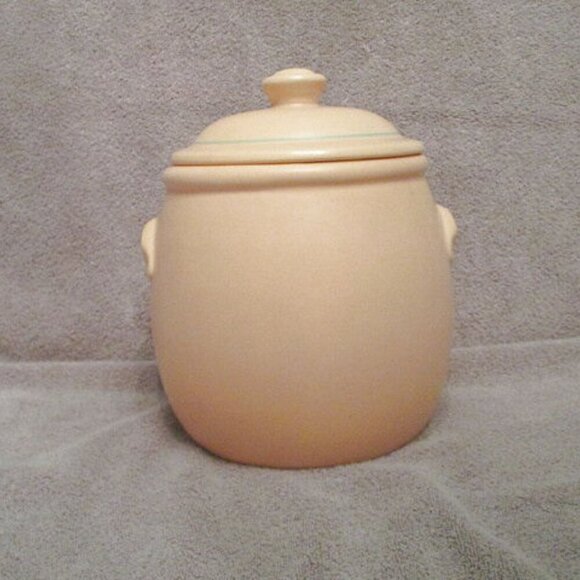 11" Treasure Craft SOUTHWEST Aztec COOKIE JAR Barrel Canister LID Pastel VTG 80s - Picture 5 of 11